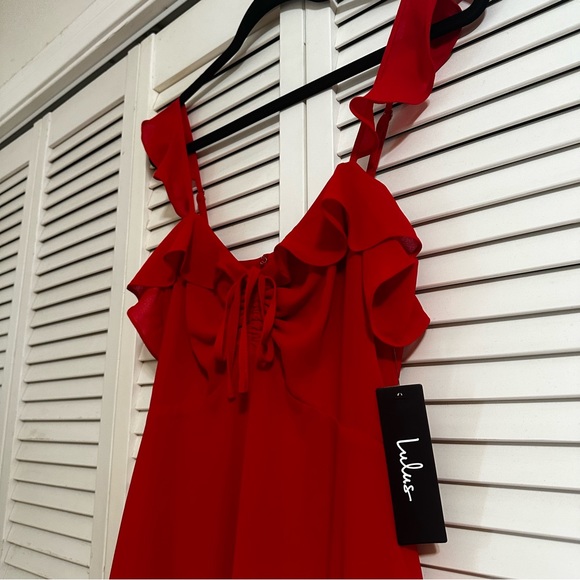 Lulu’s Ruffle Red Dress - Picture 2 of 4